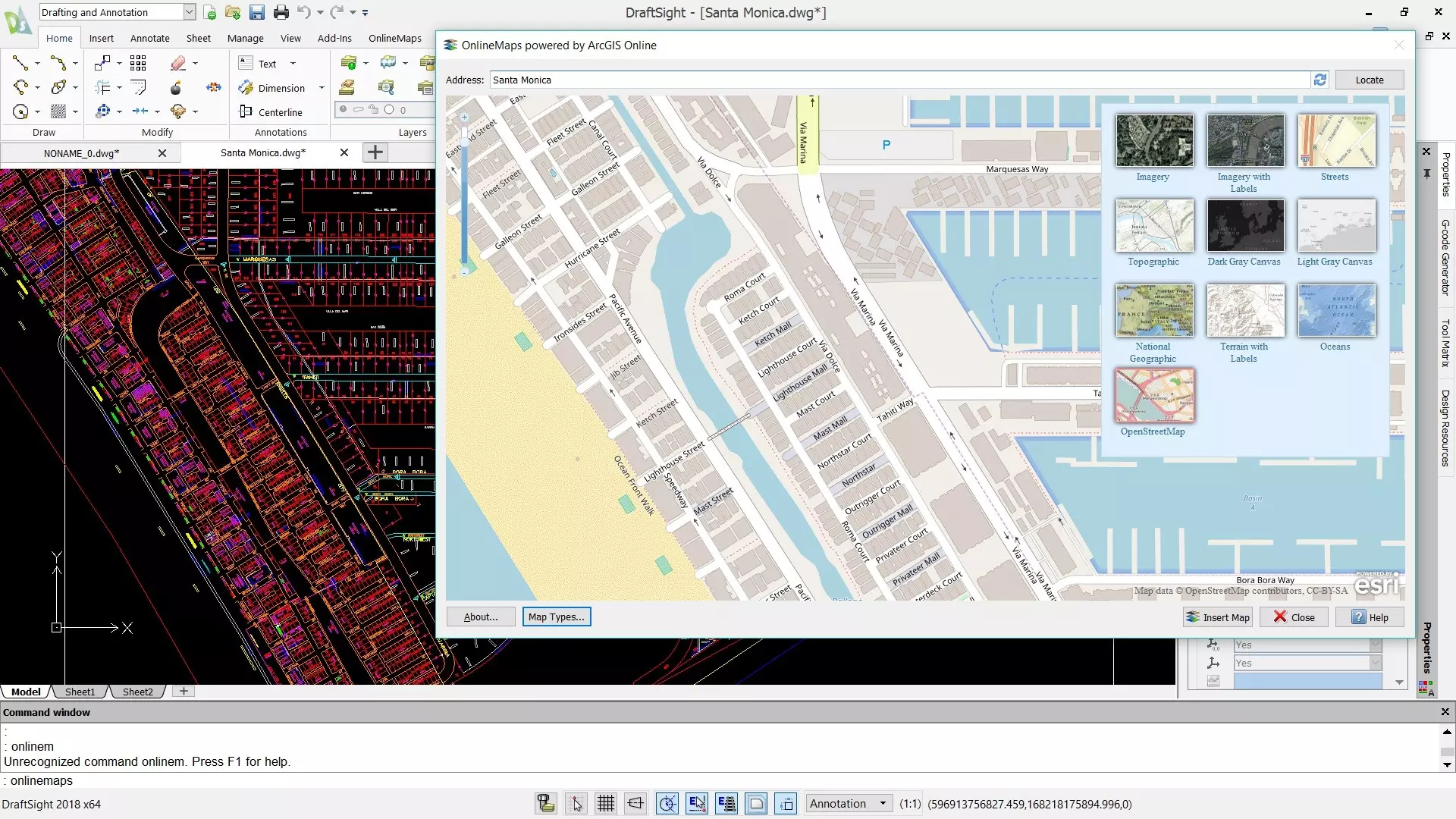 OnlineMaps for DraftSight plugin