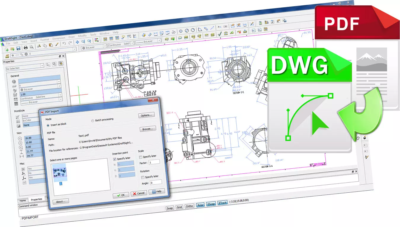 PDF Import for DraftSight plugin