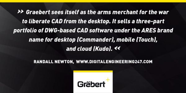 'Graebert sees itself as the arms merchant for the war to liberate CAD from the desktop. It sells a three-part portfolio of DWG-based CAD software under the ARES brand name for desktop (Commander), mobile (Touch), and cloud (Kudo).' - Randall S. Newton