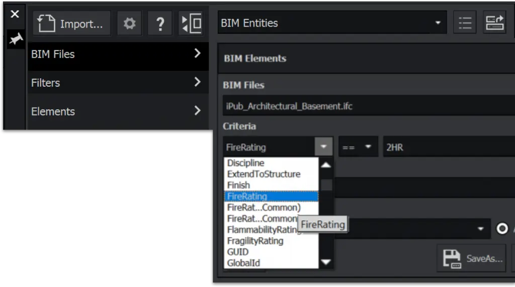 BIM情報をフィルタリングする