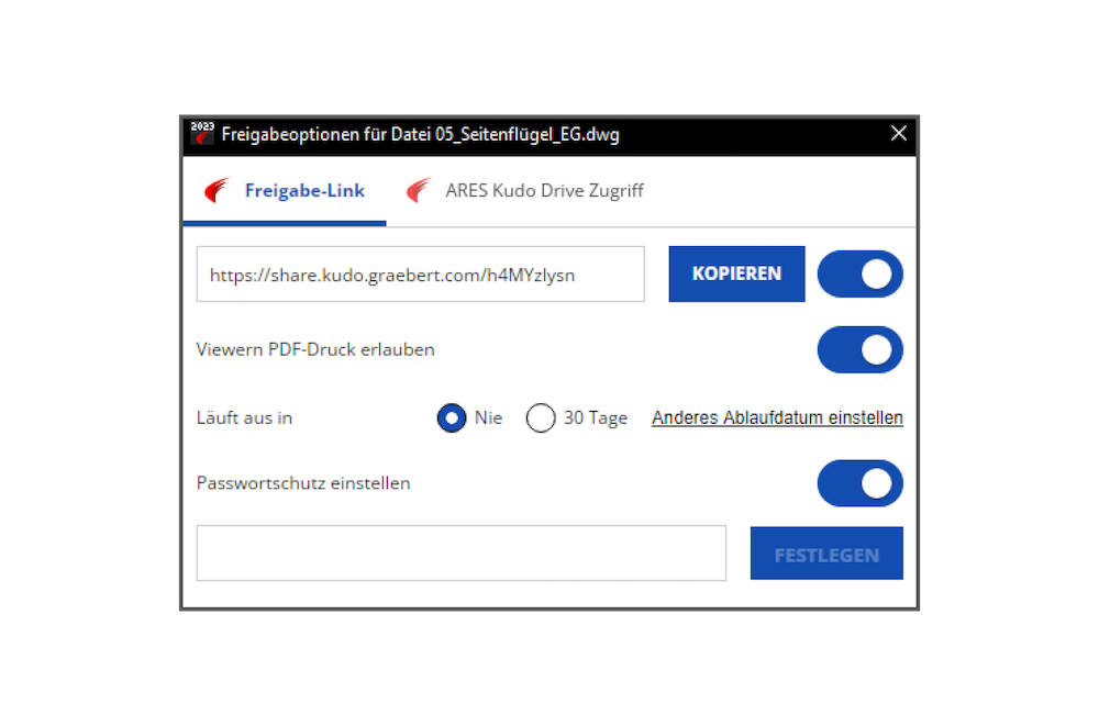Vereinheitlichter Freigabe- und Berechtigungsdialog in Commander, Touch und Kudo